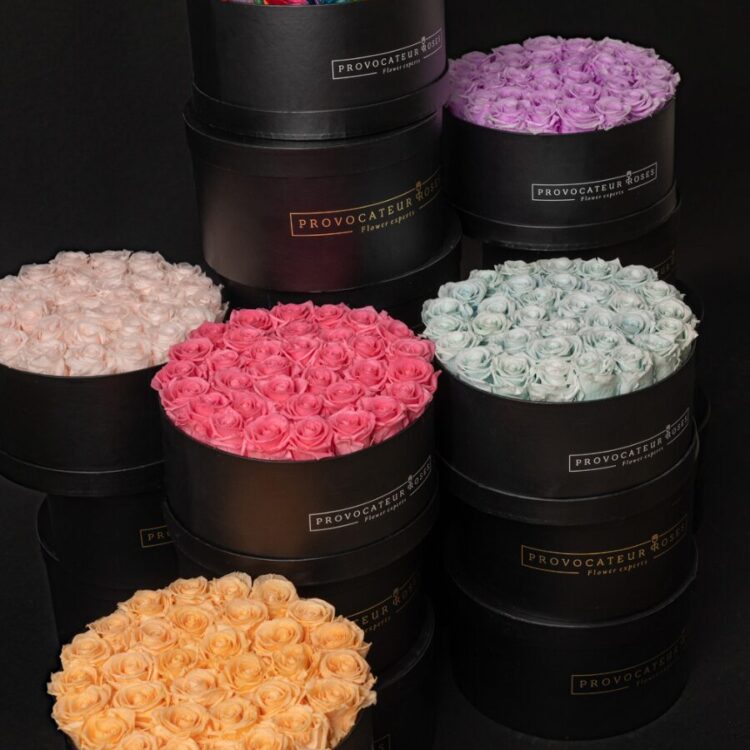 Caja Redonda de Rosas Preservadas