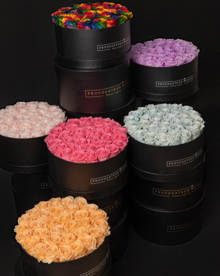 Caja Redonda de Rosas Preservadas