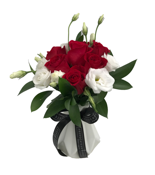 Lisianthus & Roses with Vase