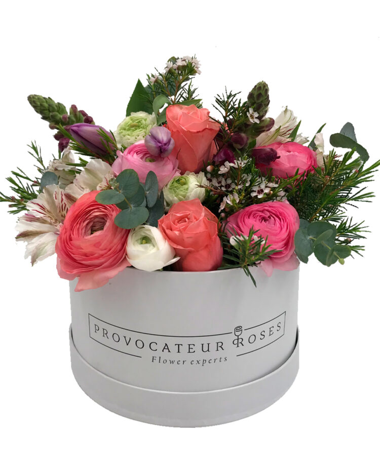 Caja de flores mixtas rosas