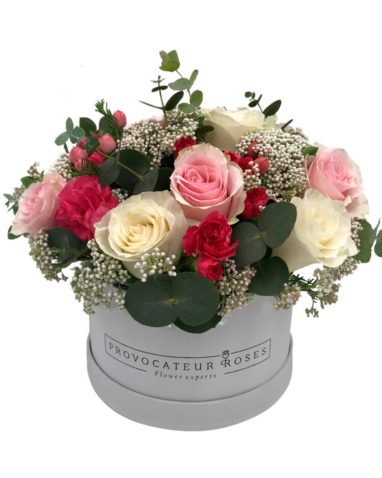 Caja mixtas de rosas y verdes variados