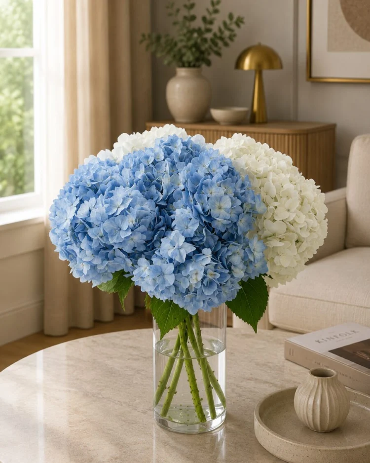 Premium white and blue hydrangea bouquet