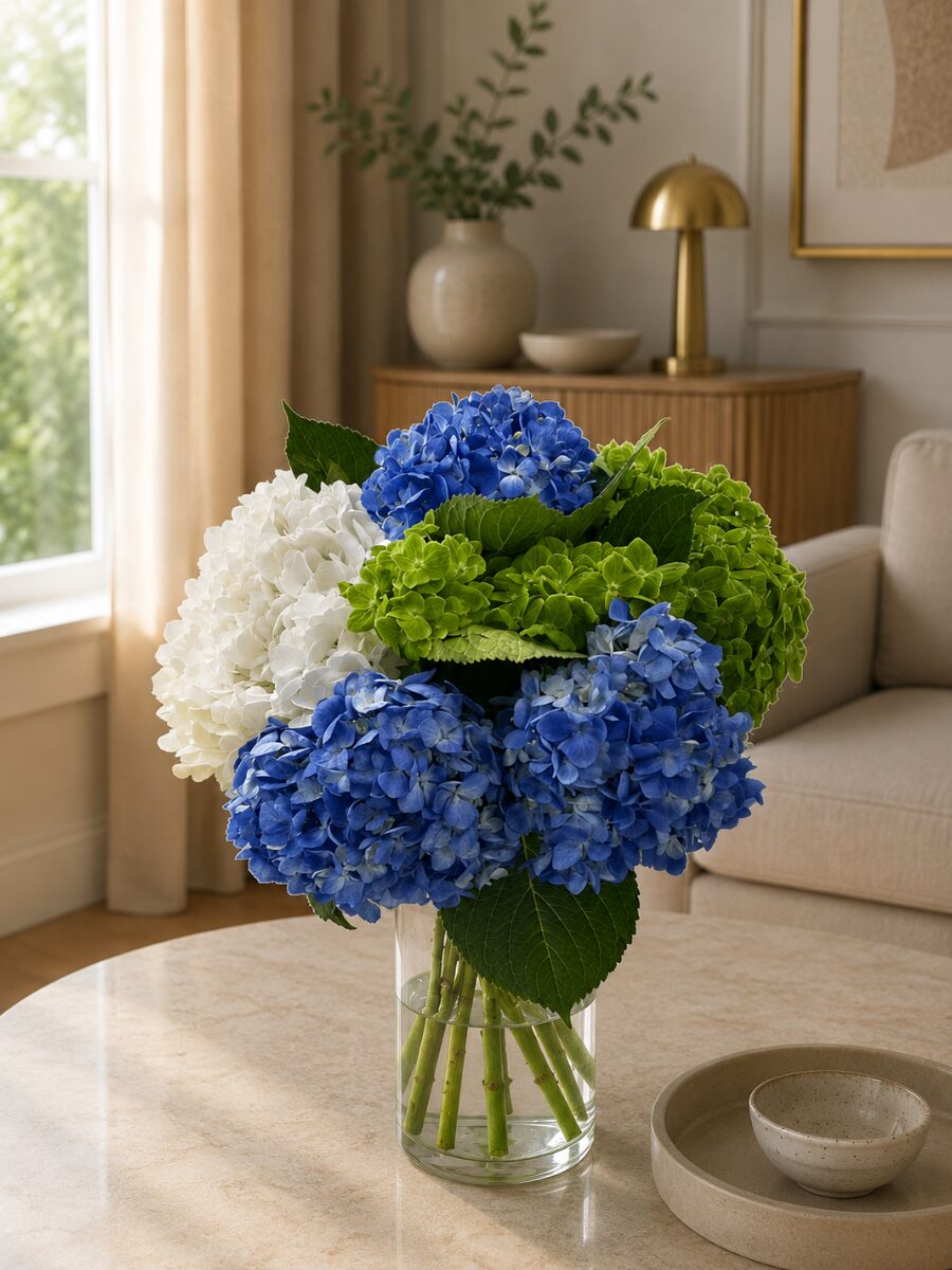 Ramo de hortensias premium variadas