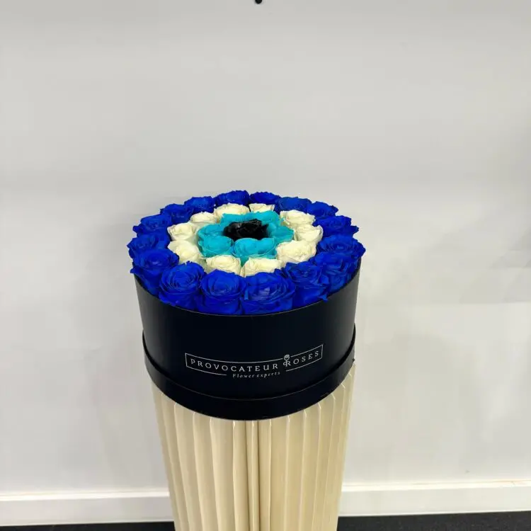 Turkish Eye in a Round Box of Eternal Roses