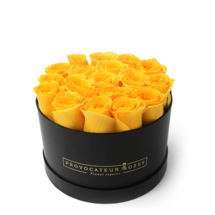 Caja Redonda de Rosas Preservadas amarillo