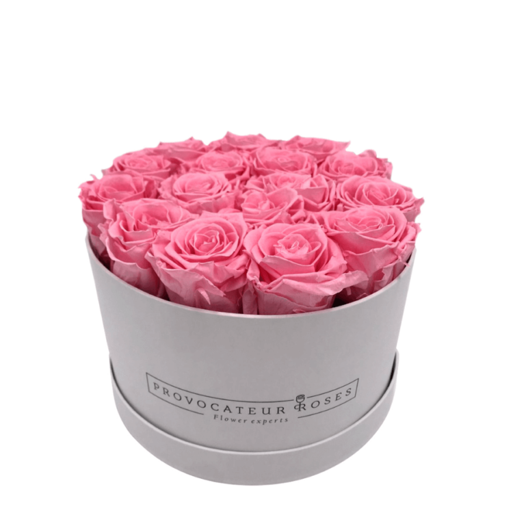 Caja Redonda de Rosas Preservadas rosas