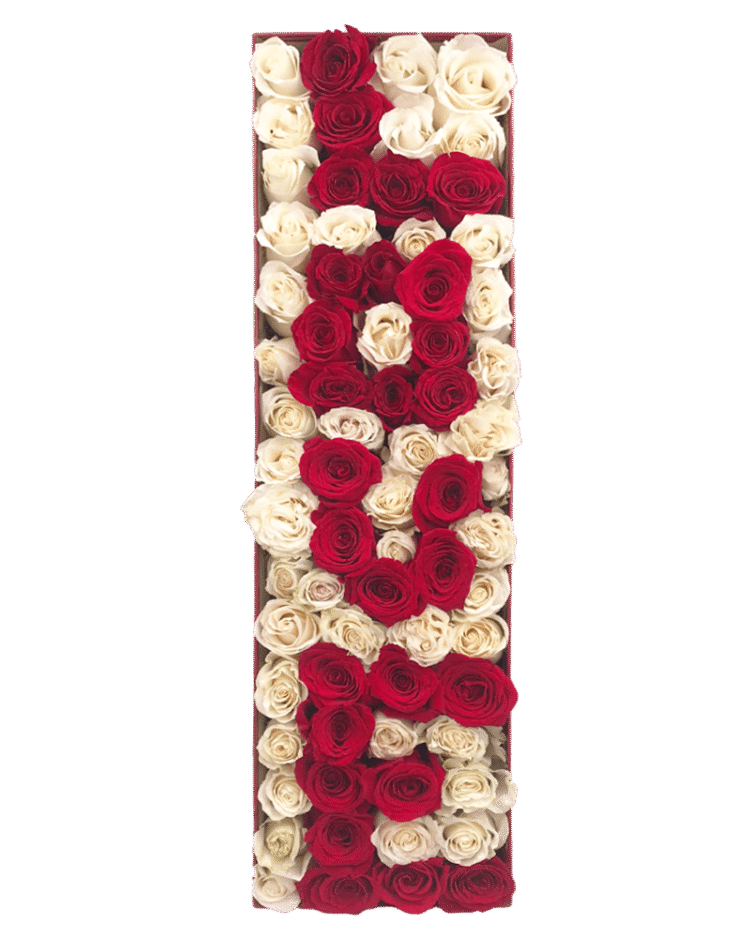 Caja rosas texto love