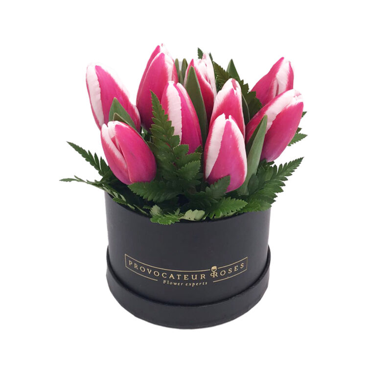 Caja de tulipanes pantera rosa