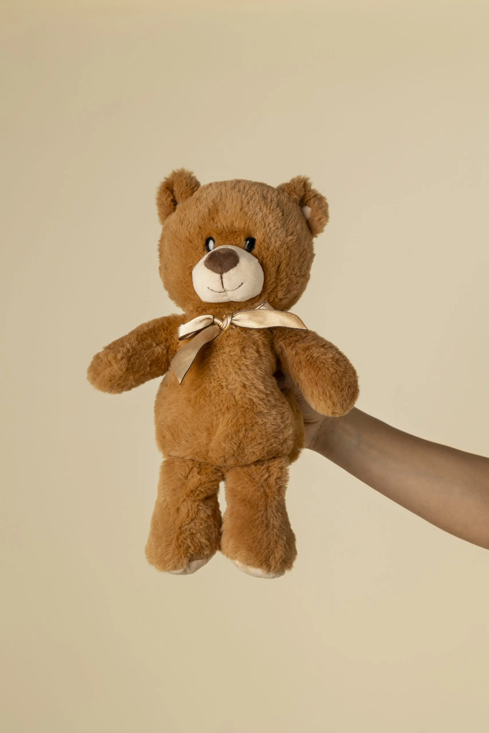 Brown teddy bear with bow