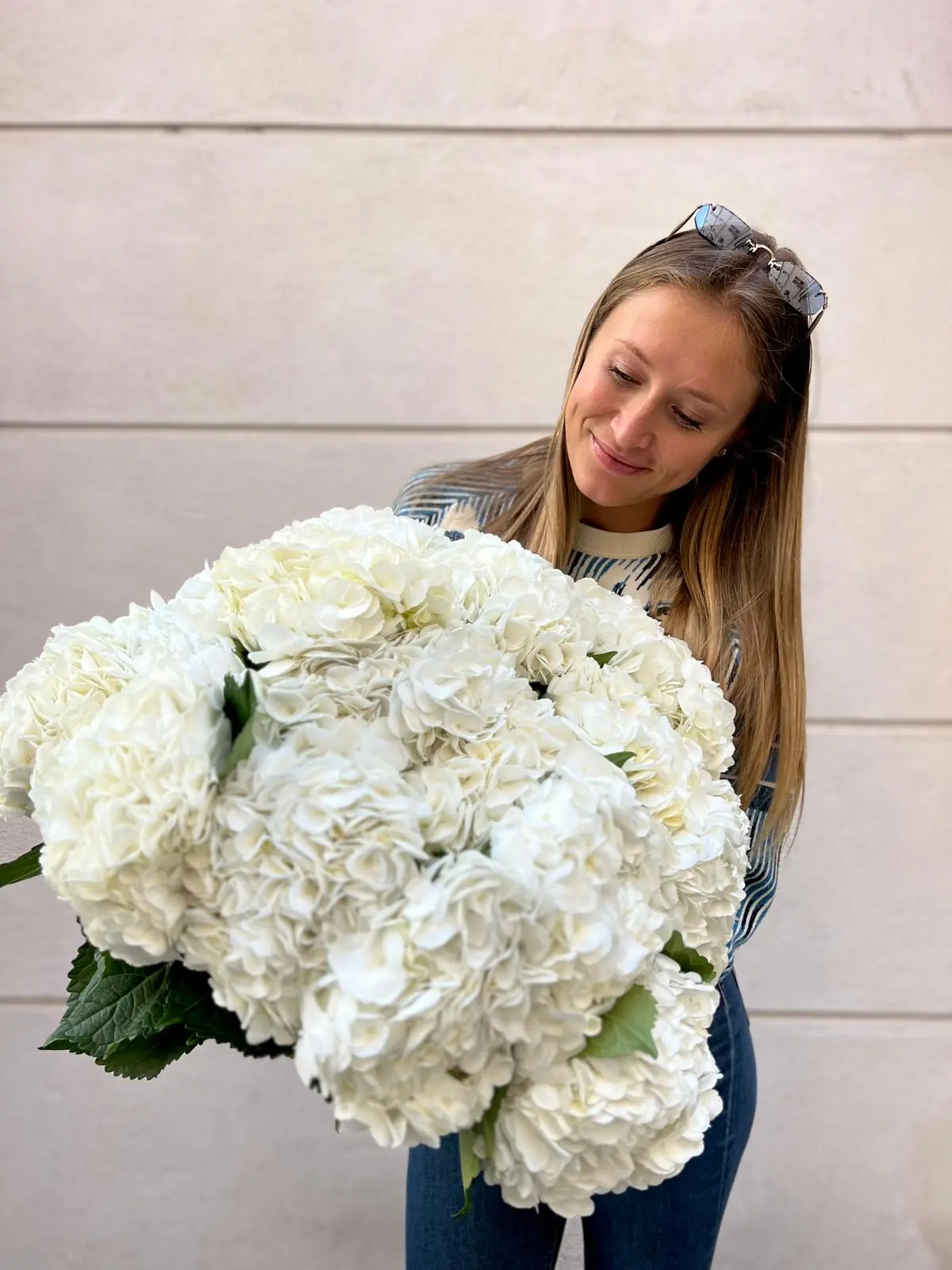 Luxury bouquet of white hydrangeas