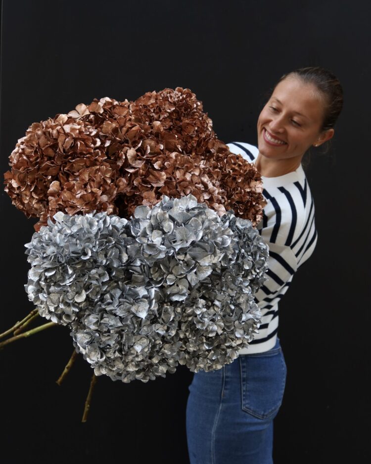 Ramo luxury de hortensias metalizadas
