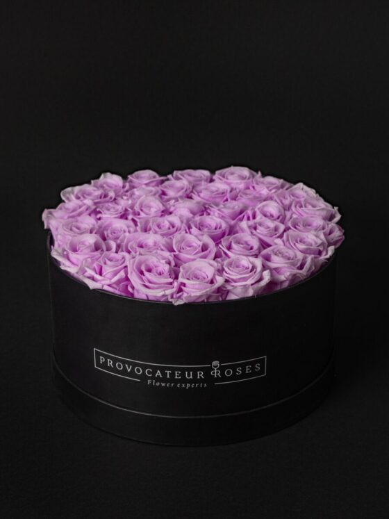 Caja Redonda Negra Rosas Eternas Baby lili