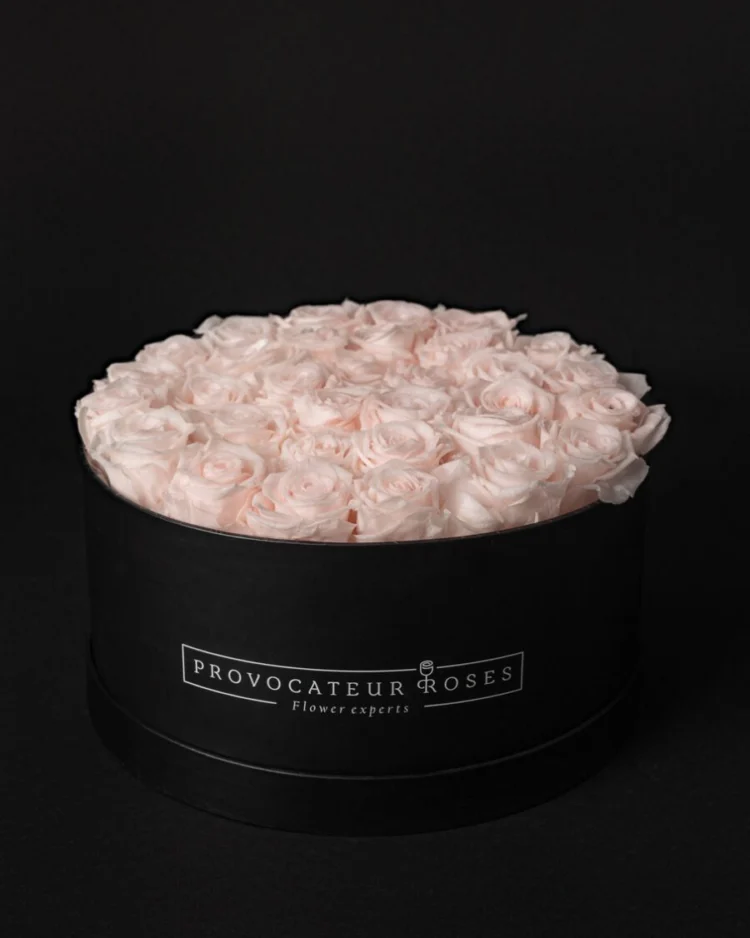 Round Black Box Eternal Roses Pink Blush