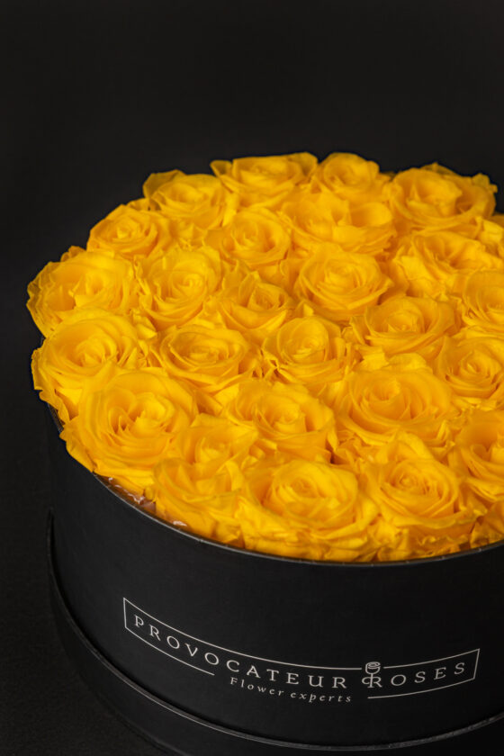 Caja Redonda de Rosas Preservadas sunny yellow - Imagen 2