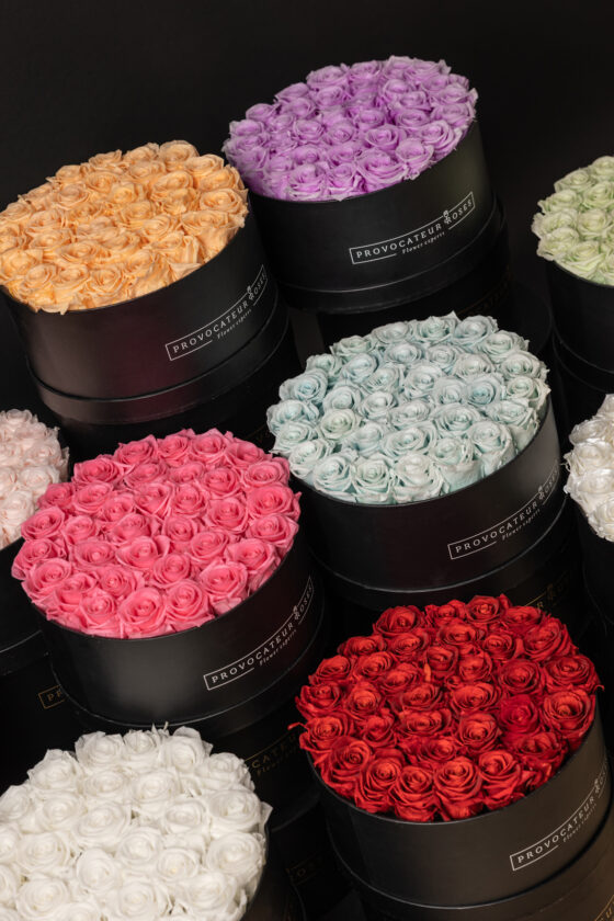 Caja Redonda de Rosas Preservadas