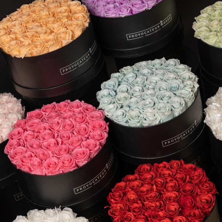 Caja Redonda de Rosas Preservadas
