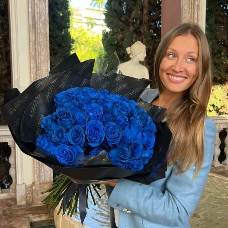 50 Roses Electric Blue Bouquet