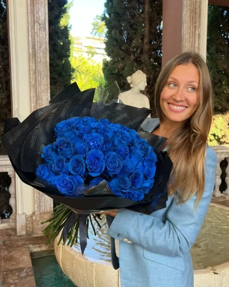 50 Roses Electric Blue Bouquet