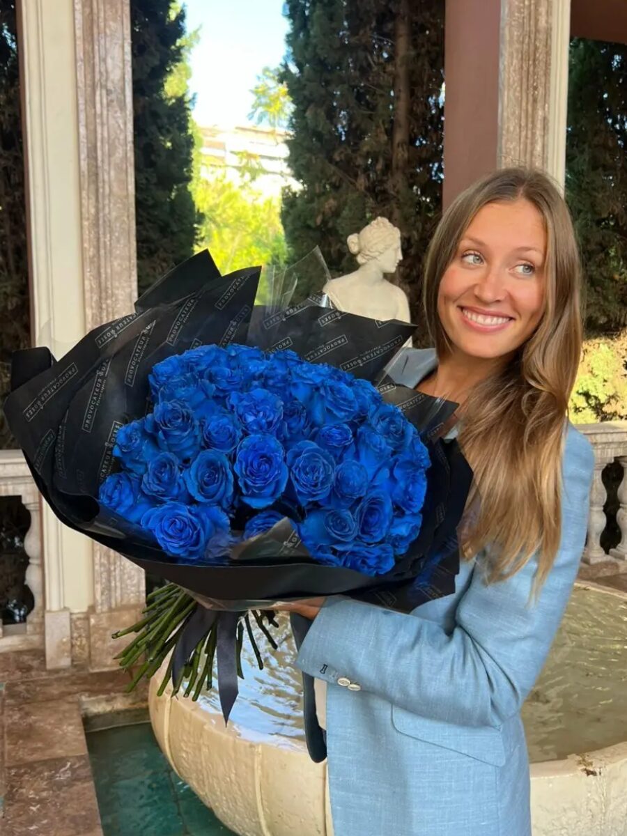 50 Roses Electric Blue Bouquet