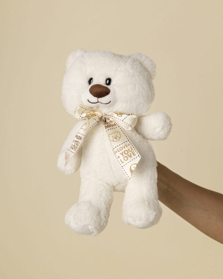 Peluche teddy blanco con lazo