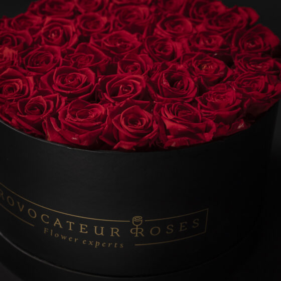 Black Premium Box Rosas Frescas Rojas