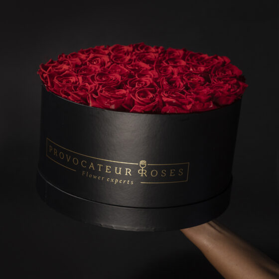 Black Premium Box Rosas Frescas Rojas - Imagen 2