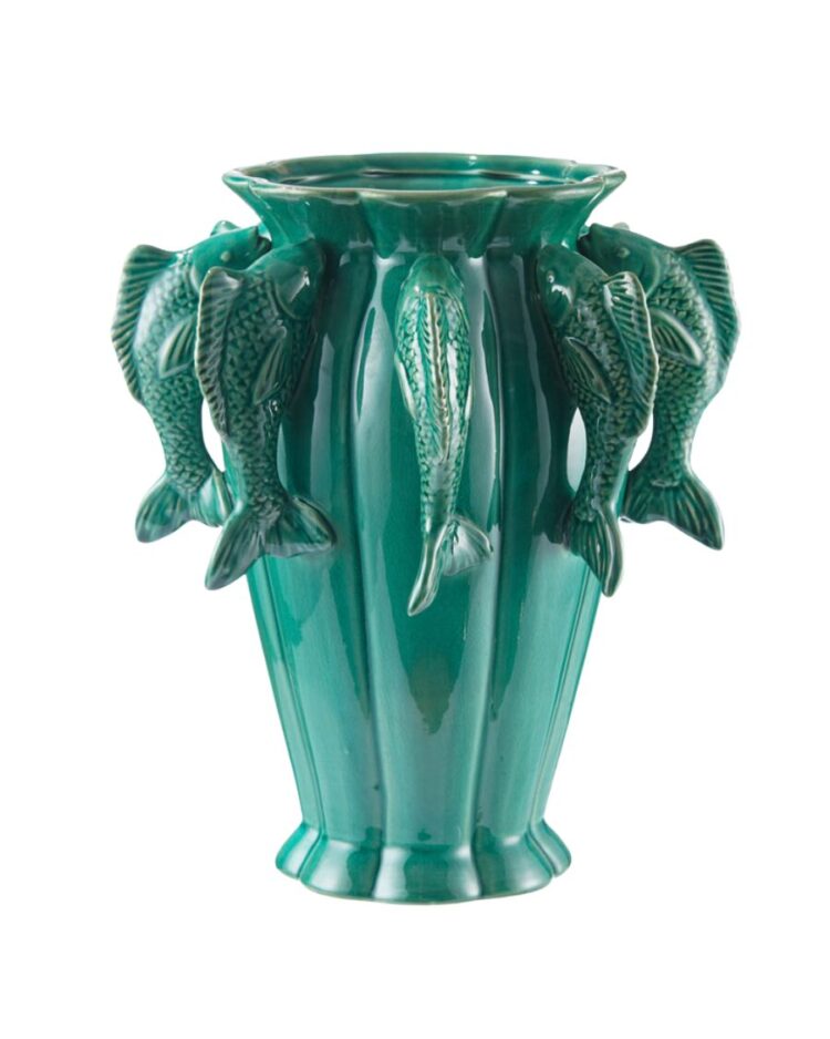 Jarrón Elegant Fish de Cerámica Verde