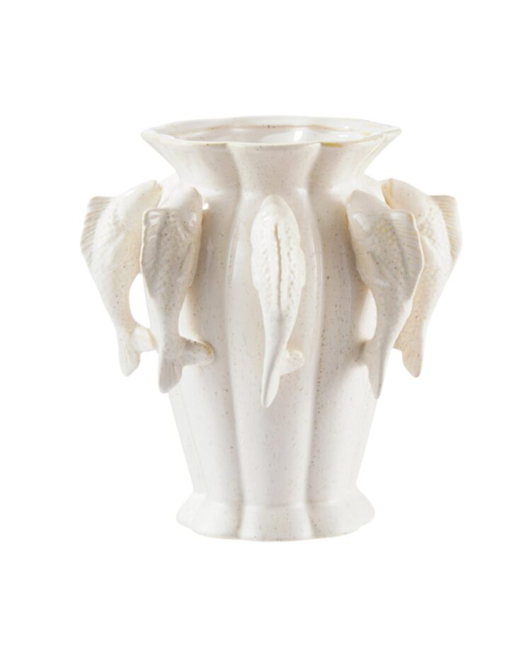 Jarrón Elegant Fish de Cerámica Beige