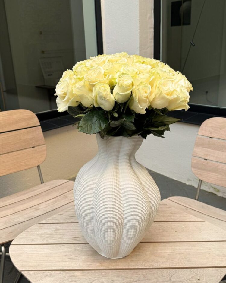 Jarrón Premium de Cerámica con 50 Rosas Blancas