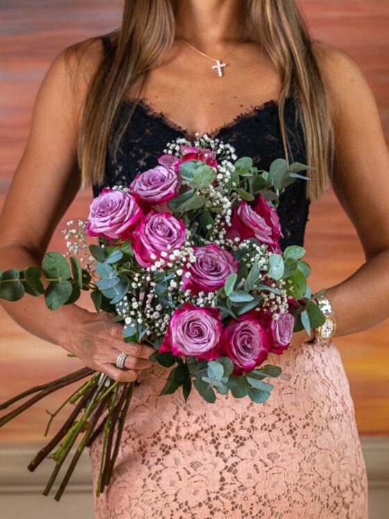Ramo 12 Rosas Deep Purple Variados