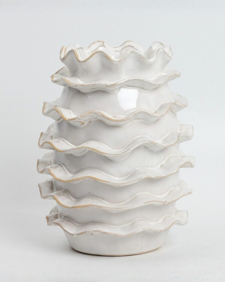 Jarrón Ondas Marfil Dorado