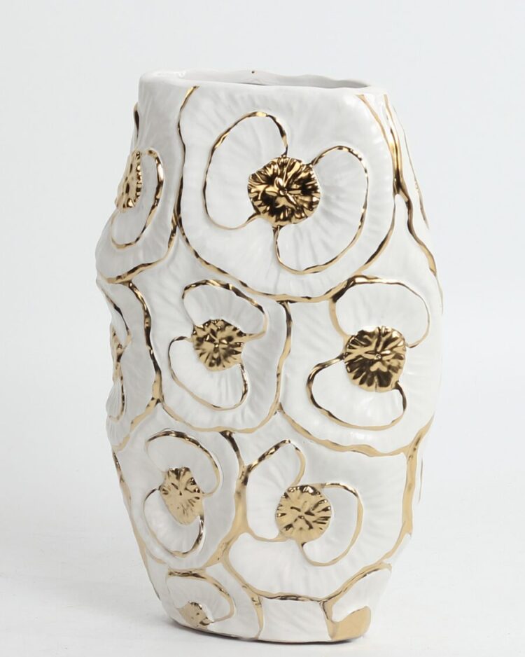 Jarrón Flor de Nácar Dorado