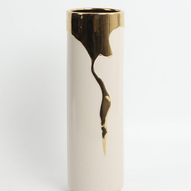 Jarrón Aura Dorada Vertical