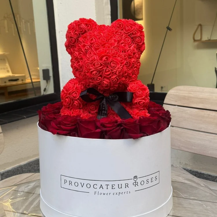 Red Flower Teddy Box