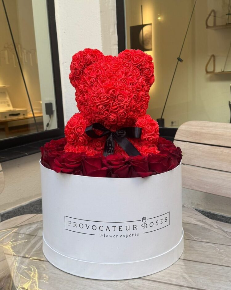 Red Flower Teddy Box