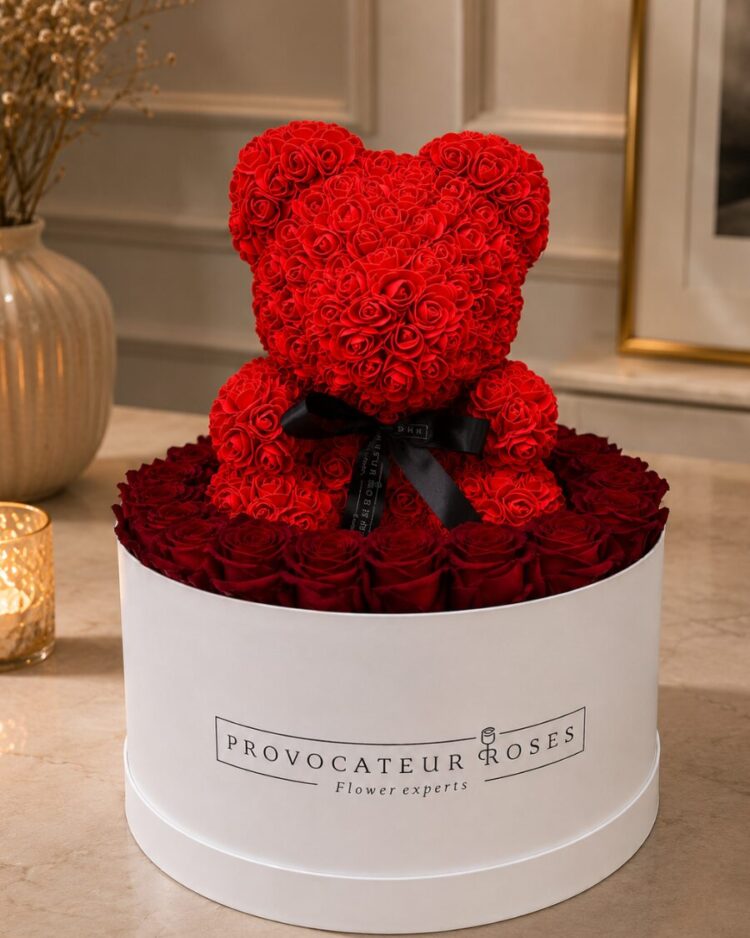 Red Flower Teddy Box