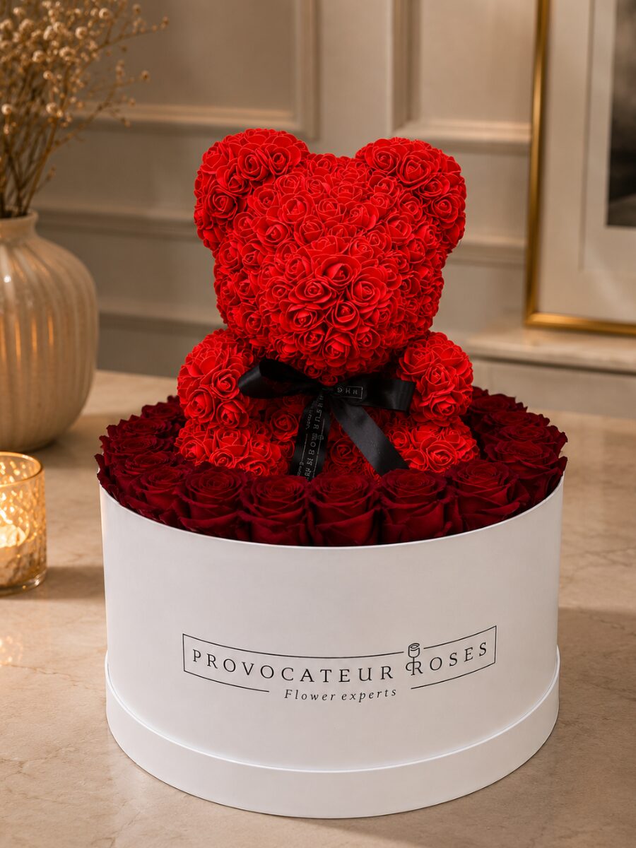 Red Flower Teddy Box