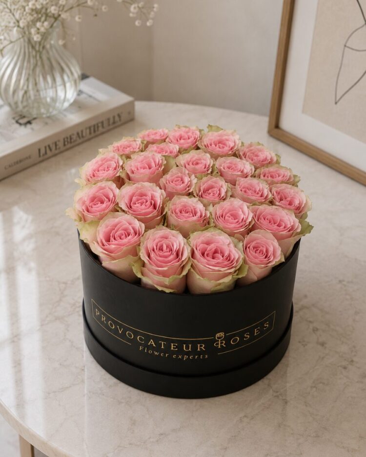 Caja Redonda de Rosas Frescas frutteto