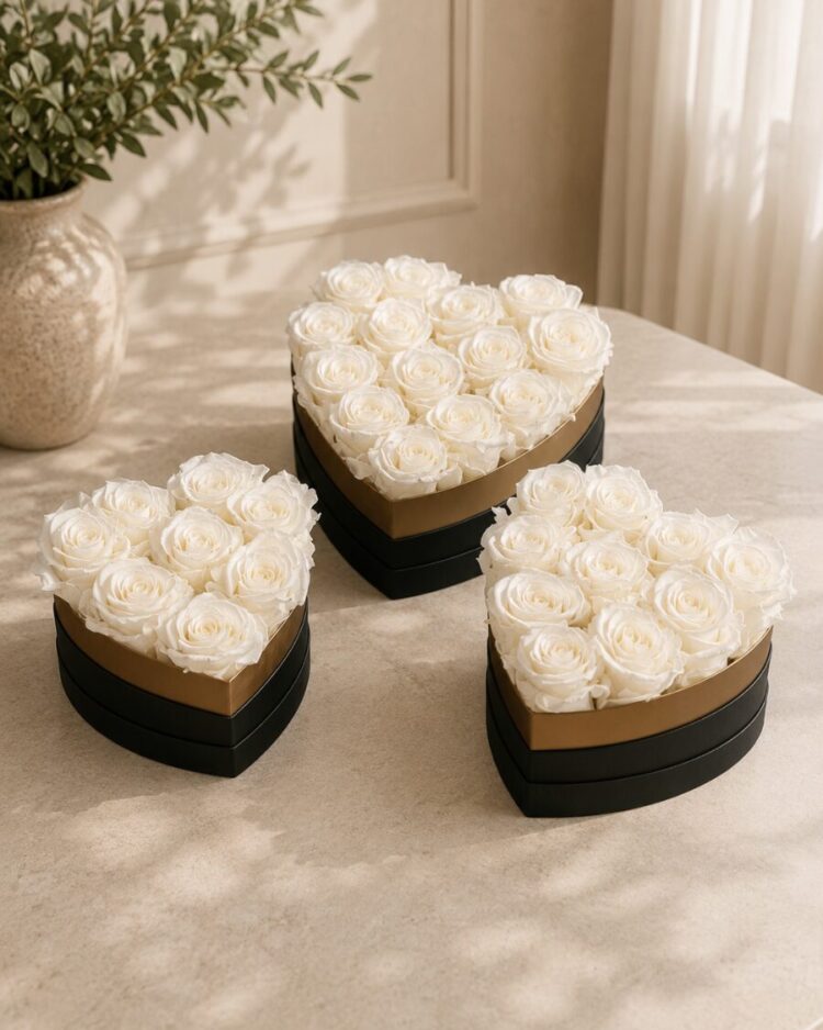Sweet Box of Fresh Roses - White Pearl