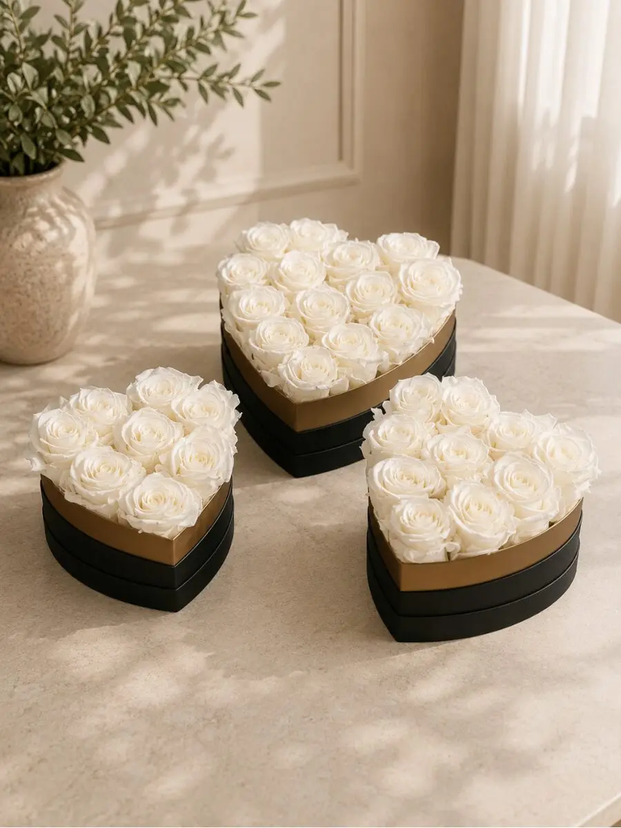 Sweet Box of Fresh Roses - White Pearl