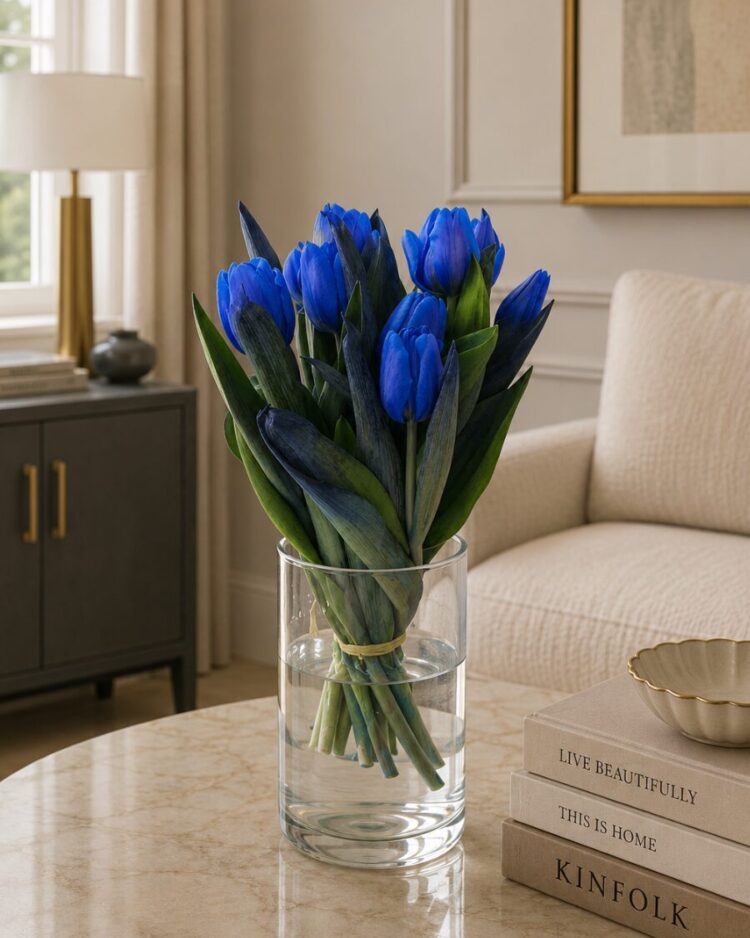 Ramo de tulipanes azules