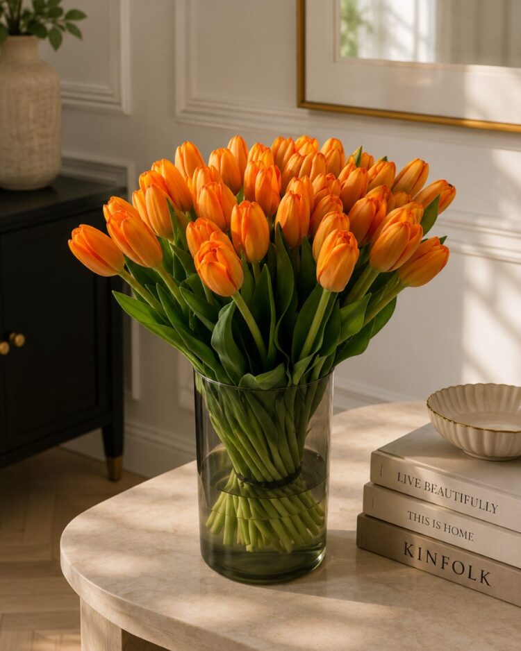 Ramo de tulipanes naranjas