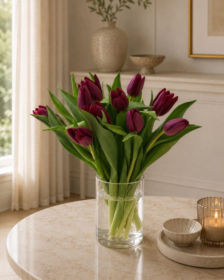 Ramo de tulipanes morado