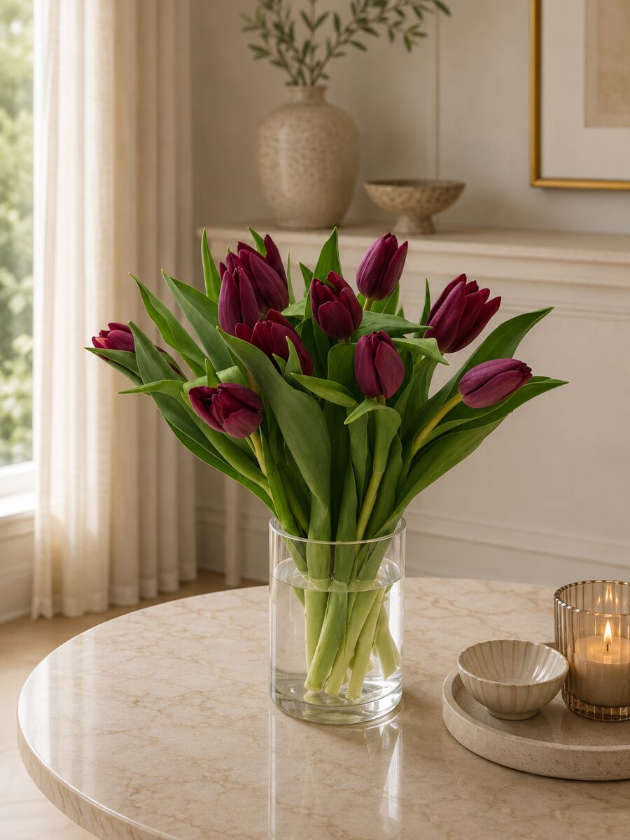 Ramo de tulipanes morado